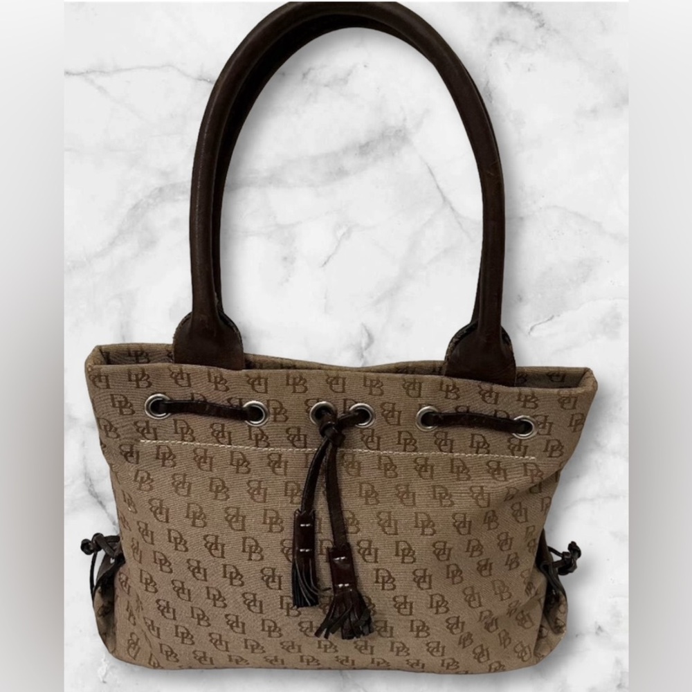 DOONEY & BOURKE Vintage Brown Monogram Logo Canvas HANDBAG